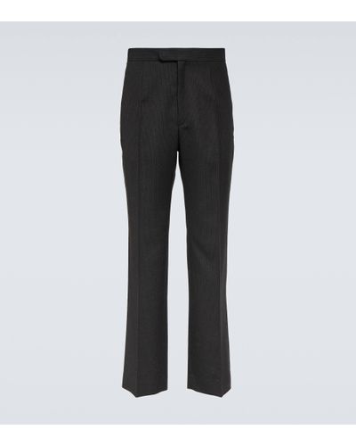 The Row Baird Pinstripe Virgin Wool Straight Trousers - Black