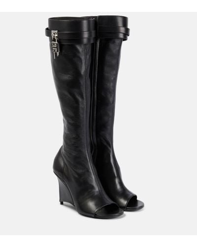 Givenchy Shark Lock Leather Knee-high Boots - Black