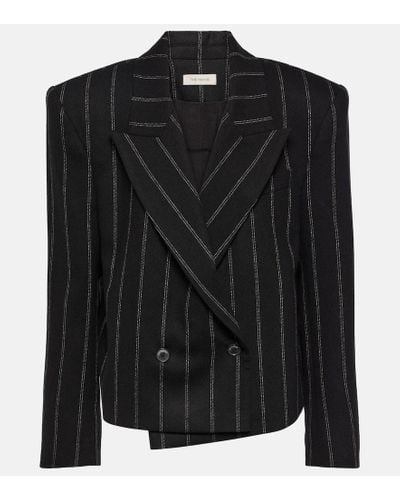 The Mannei Bert Pinstripe Wool Blazer - Black