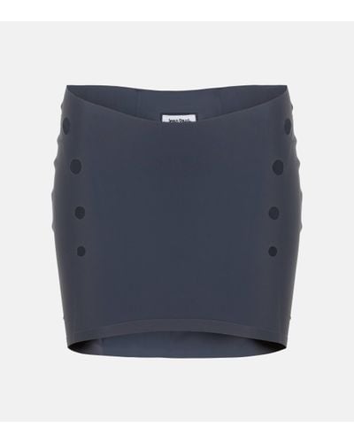 Jean Paul Gaultier Perforated Low-rise Jersey Miniskirt - Blue