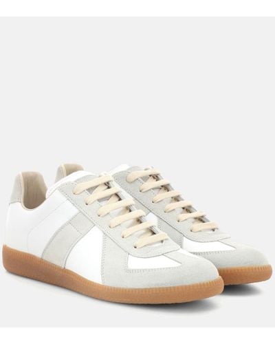 Maison Margiela Replica Leather And Suede Sneakers - White