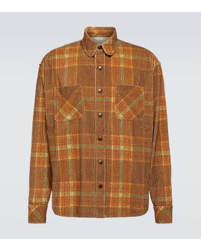 ERL Checked Cotton Corduroy Shirt - Brown