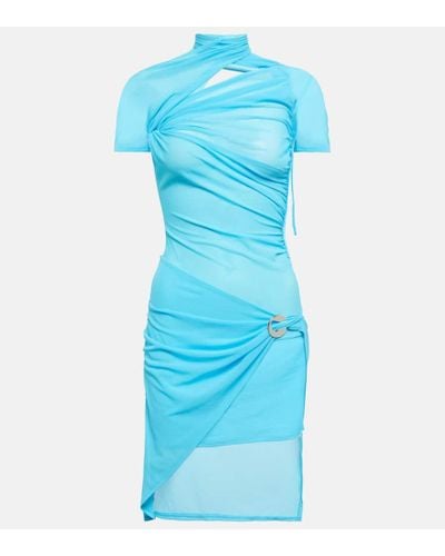 Coperni Vestido corto de malla asimetrico - Azul