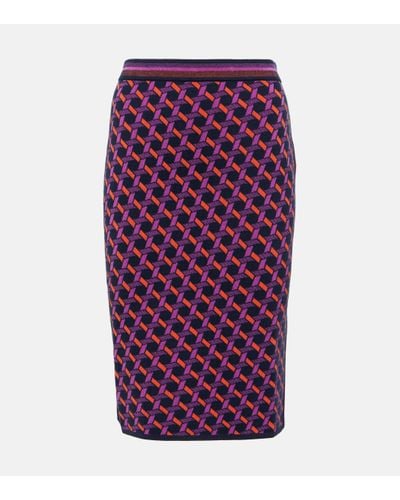 Diane von Furstenberg Hazel Jacquard Midi Skirt - Purple