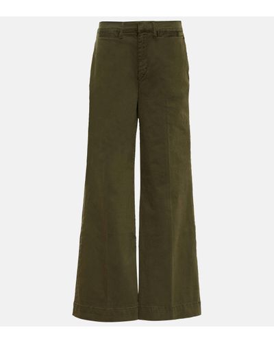 FRAME Le Tomboy Cotton Twill Wide-leg Trousers - Green