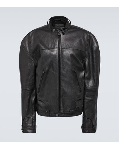 Balenciaga Deconstructed Oversized Leather Jacket - Black