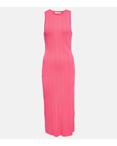 FRAME Ribbed-knit Midi Dress - Pink