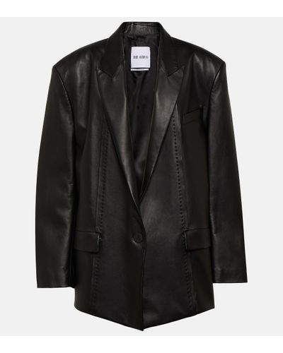 The Attico Oversized Leather Blazer - Black
