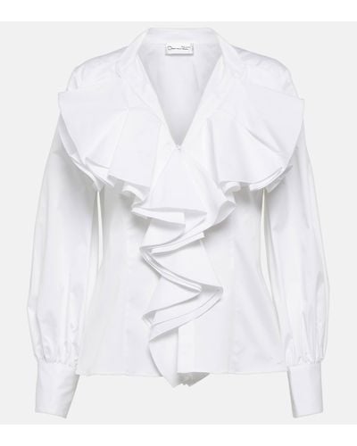 Oscar de la Renta Ruffled Cotton Shirt - White