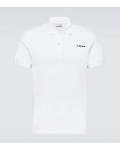 Alexander McQueen Polo in cotone con logo - Bianco