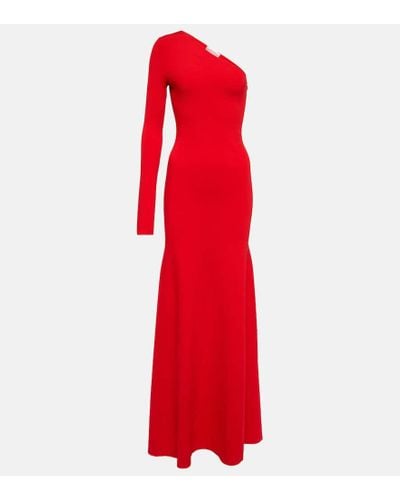 Victoria Beckham Knitted One-shoulder Maxi Dress - Red