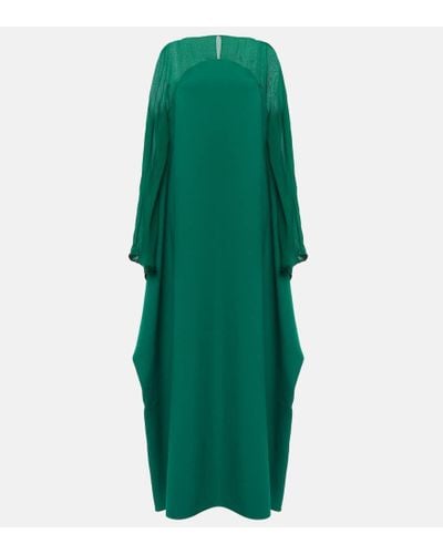 Safiyaa Silk-trimmed Kaftan - Green