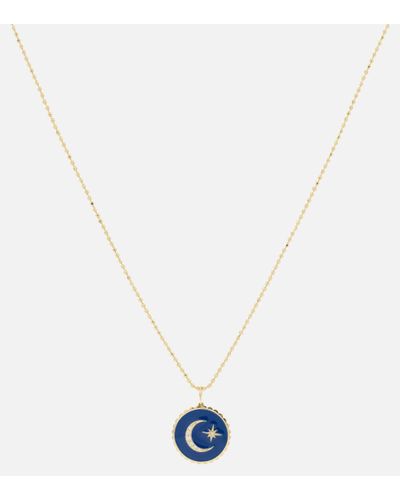Sydney Evan Celestial Medallion 14kt Gold Chain Necklace With Diamonds - White
