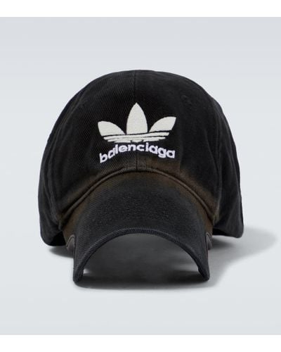 Balenciaga X Adidas gorra de algodon con logo - Negro