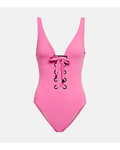 Karla Colletto Lucy Lace-up Swimsuit - Pink