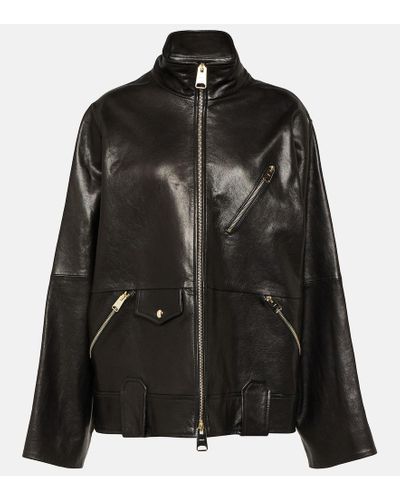 Khaite Shallin Oversized Leather Jacket - Black
