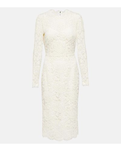 Dolce & Gabbana Lace Midi Dress - White