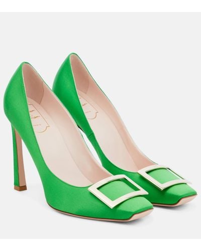Roger Vivier Trompette Satin Court Shoes - Green