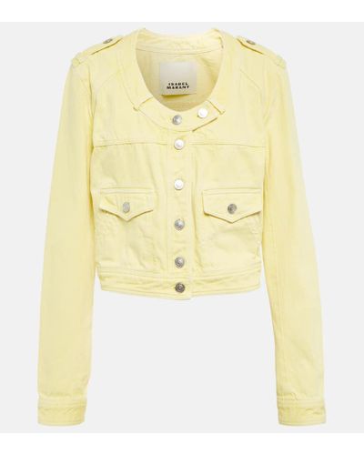 Isabel Marant Valene Cropped Denim Jacket - Yellow