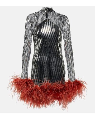 ‎Taller Marmo Williams Feather-trimmed Sequined Minidress - Multicolor