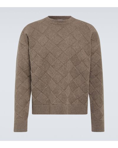 Bottega Veneta Intreccio Wool-blend Jumper - Brown