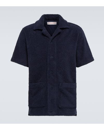 Orlebar Brown Griffith Toweling Cotton-blend Shirt - Blue