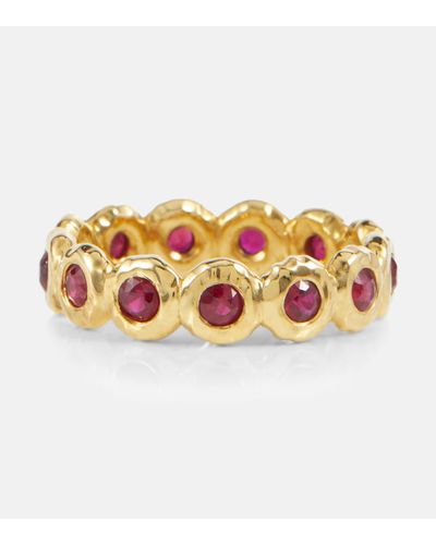 Octavia Elizabeth Nesting Gem 18kt Gold Eternity Ring With Rubies - White
