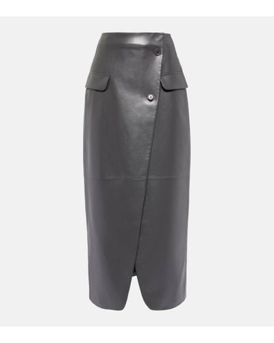 Frankie Shop Nan Asymmetric Faux Leather Maxi Skirt - Grey