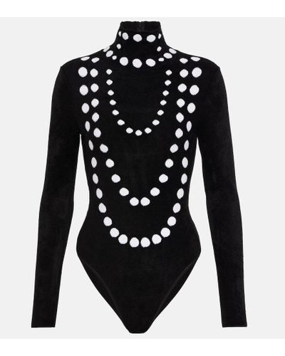 Alaïa Jacquard Velvet Chenille Bodysuit - Black