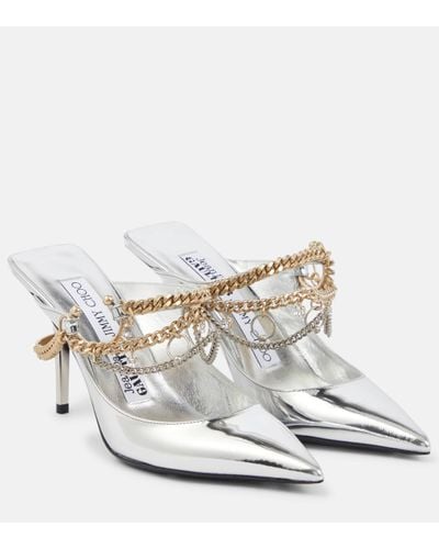 Jimmy Choo X Jean Paul Gaultier Embellished Leather Slingback Court Shoes - White