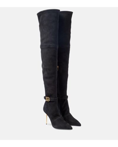 Balmain Over-the-knee Suede Boots - Black