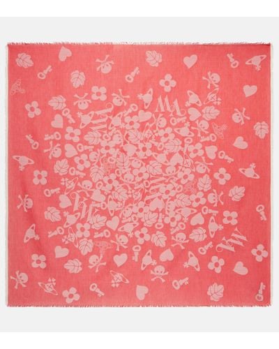 Vivienne Westwood Echarpe Icons en coton, laine et soie - Rouge