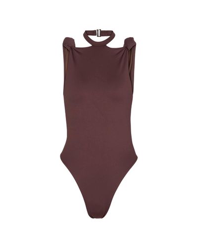 The Attico Halterneck Swimsuit - Purple