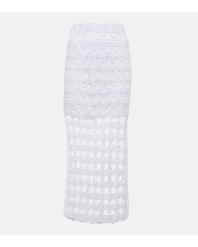 Anna Kosturova Rosette Crochet Cotton Midi Skirt - White
