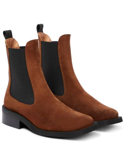 Ganni Bottines Chelsea en daim - Marron