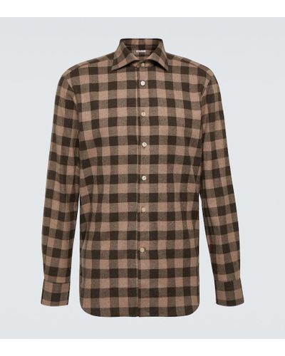 Kiton Camisa de algodon a cuadros - Marrón