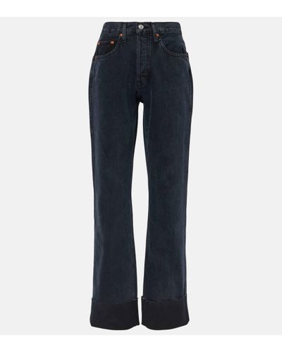 RE/DONE High-rise Straight Jeans - Blue