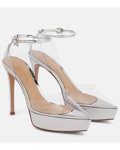 Gianvito Rossi Salones de piel y PVC con plataforma - Blanco