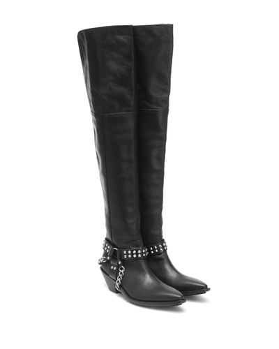 Junya Watanabe Leather Over-the-knee Boots - Black