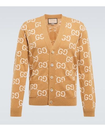 Gucci Cardigan in jacquard di lana GG - Multicolore