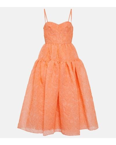 Erdem Abelia Organza Midi Dress - Orange