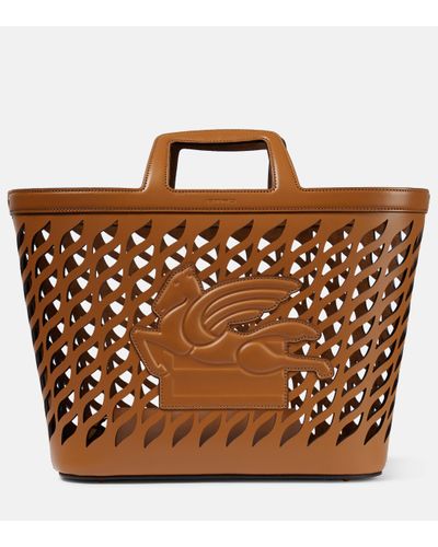 Etro Leather Tote Bag - Brown