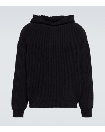 Our Legacy Sailor Ribbed-knit Silk Hoodie - Black