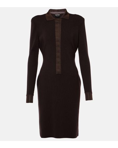 Tom Ford Wool And Silk-blend Minidress - Black
