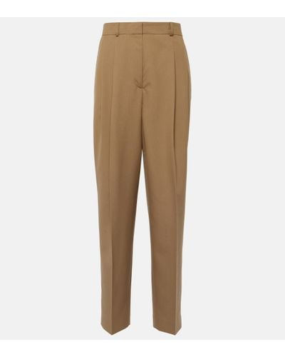 Totême Pleated Straight Trousers - Natural