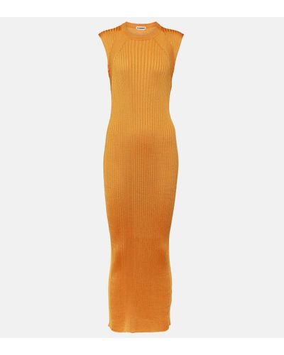 Jil Sander Ribbed-knit Jersey Maxi Dress - Orange