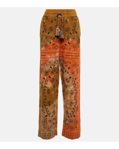 Alanui Bandana Tie-dye Cotton Pique Trousers - Orange
