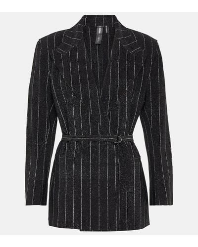 Norma Kamali Pinstripe Jersey Blazer - Black