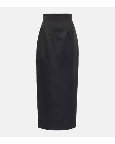 Khaite Loxley High-rise Satin Pencil Skirt - Black