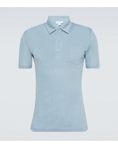 Sunspel Riviera Cotton Polo Shirt - Blue